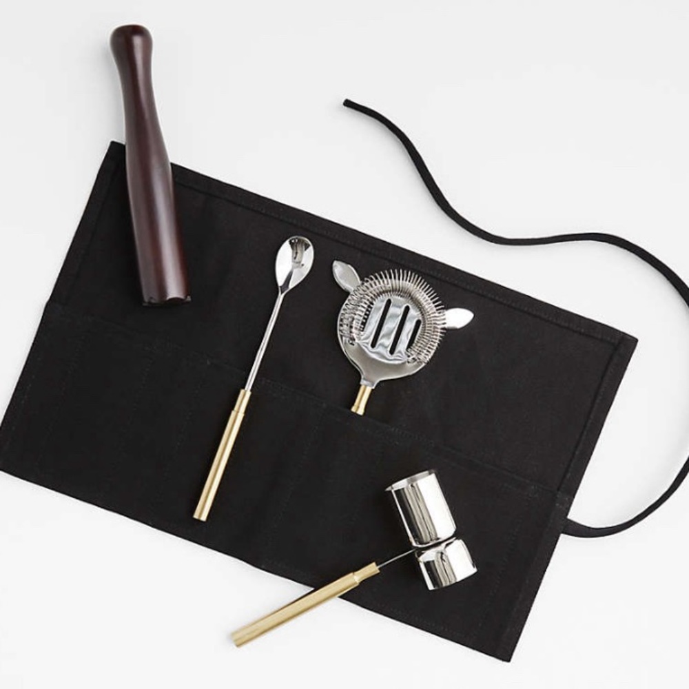 New Crate & Barrel Elliot Roll-Up Cocktail Set